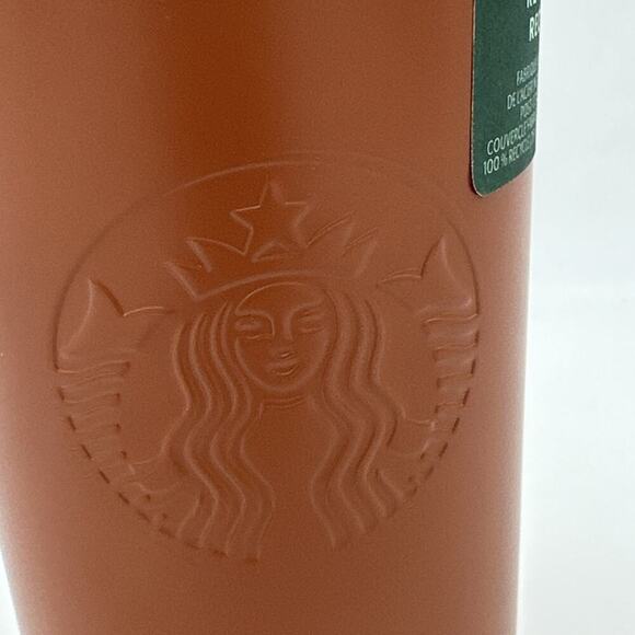 Starbucks 2024 Terracotta 90% Recycled Stainless Steel Triangle Tumbler 12 oz. - Picture 3 of 3